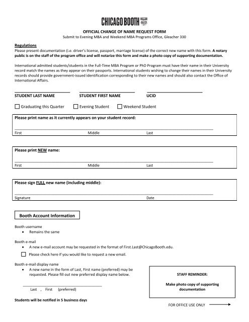 Official Name Change Request Form