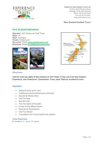 New Zealand Splendour - Experience New Zealand Travel