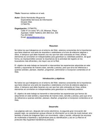 o documento PDF - Biblioteca Virtual de las Ciencias en Cuba