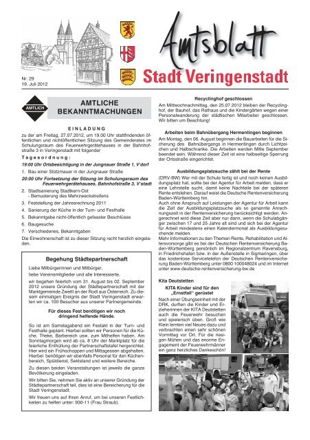 nächste Amtsblatt - Veringenstadt