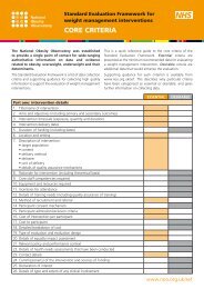 CorE CritEria - National Obesity Observatory