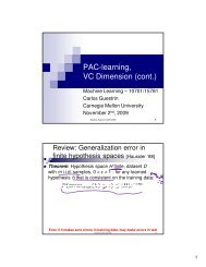 PAC-learning, VC Dimension (cont.) - Carnegie Mellon University