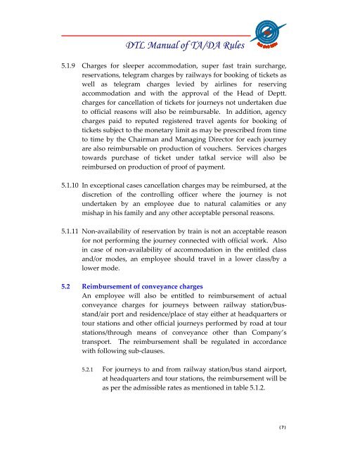 DTL Manual of TA/DA Rules - Delhi