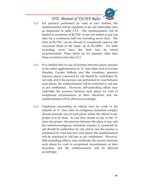 DTL Manual of TA/DA Rules - Delhi