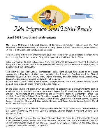 Klein Independent School District Awards