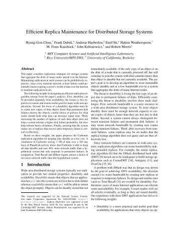 Efficient Replica Maintenance for Distributed Storage Systems