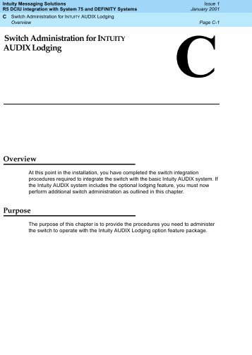 C Switch Administration for INTUITY AUDIX Lodging