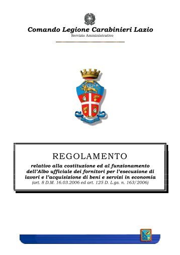 Regolamento Albo fornitori - Carabinieri