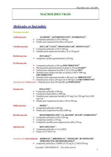 Macrolides Vrais09 Medqual Macrolides Vrais09 Medqual