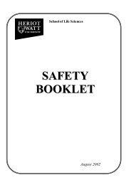 SAFETY BOOKLET - School of Life Sciences - Heriot-Watt University