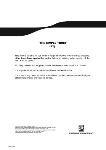 THE SIMPLE TRUST (ST) - Friends Life