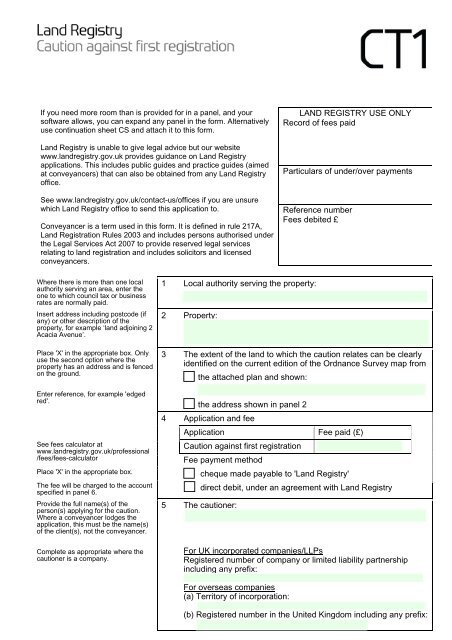 Form CT1 - Land Registry
