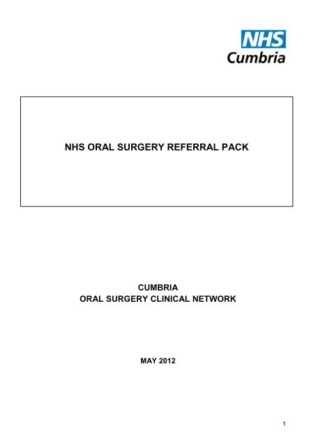 Oral surgery schematic guidelines - NHS Cumbria