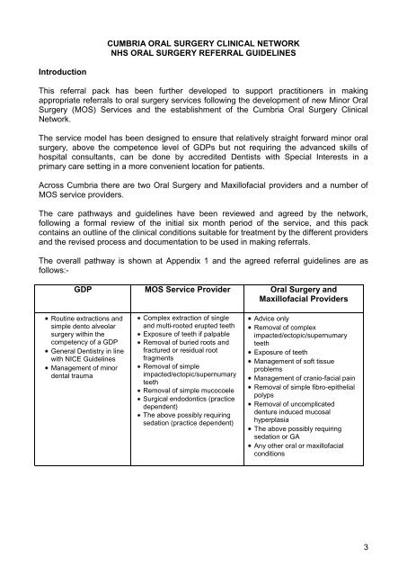 Oral surgery schematic guidelines - NHS Cumbria