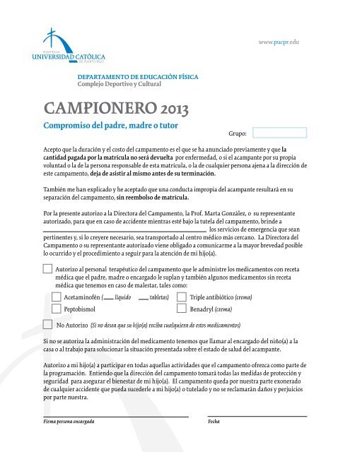 campionero 2013 - Pontificia Universidad Católica de Puerto Rico