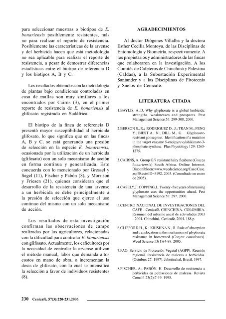 EVALUACIÃN DE LA RESISTENCIA AL GLIFOSATO, DE BIOTIPOS ...