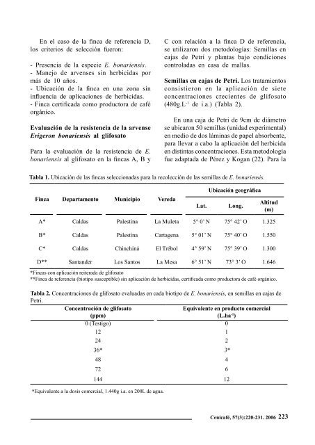 EVALUACIÃN DE LA RESISTENCIA AL GLIFOSATO, DE BIOTIPOS ...