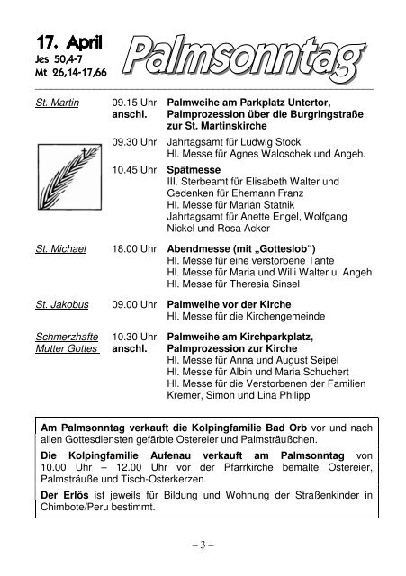 Osterpfarrbrief 2011 - Pfarrgemeinde St. Martin, Bad Orb