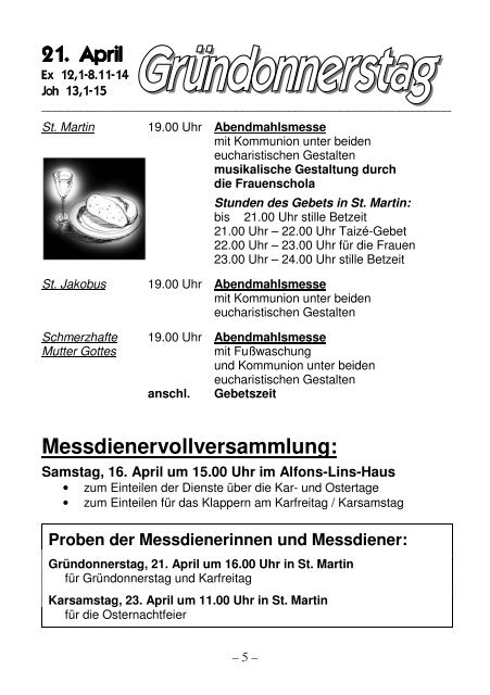 Osterpfarrbrief 2011 - Pfarrgemeinde St. Martin, Bad Orb