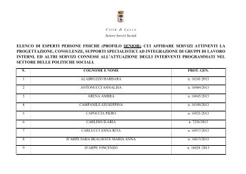 Elenco persone fisiche - senior - Comune di Lecce