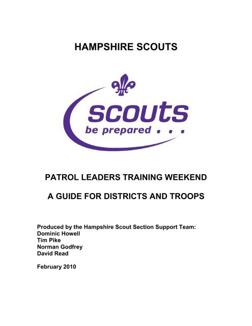 hampshire scouts patrol leaders training weekend a guide for ...