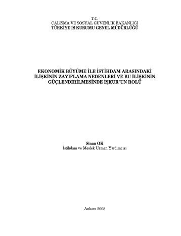 EKONOMÄ°K BÃYÃME Ä°LE Ä°STÄ°HDAM ... - TÃ¼rkiye Ä°Å Kurumu