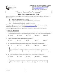 Practice Test Fine Furniture Assessment Exam - Camosun College