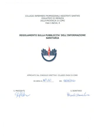 Regolamento sulla pubblicitÃ  dell'informazione sanitaria - Ipasvi