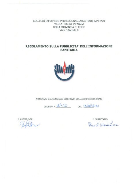 Regolamento sulla pubblicitÃ  dell'informazione sanitaria - Ipasvi