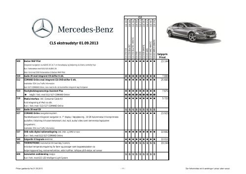 CLS ekstraudstyr 01.09.2013 - Mercedes-Benz Danmark