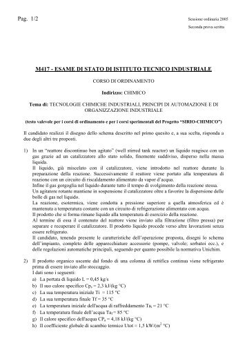 Tecnologie chimiche e industriali, Principi di Automazione e di ...