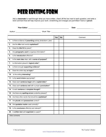 research paper peer editing sheet