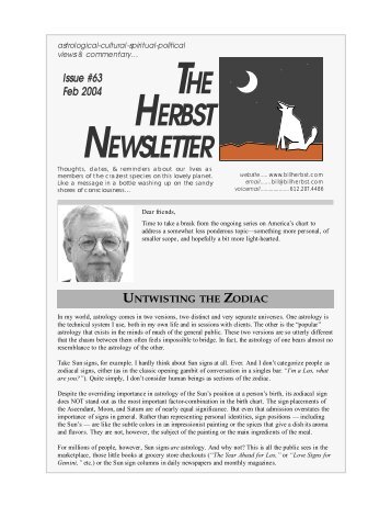 THE HERBST NEWSLETTER - Bill Herbst, astrologer