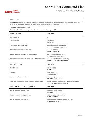 (EN) Sabre Host Command Line - Sabre Holdings