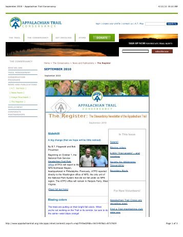 The Register_November 2010 - Appalachian Trail Conservancy