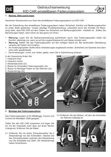 Einstellbares Federsystem bis Modeljahr 2008 - KidCar