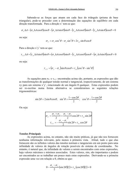 TransformaÃ§Ãµes das TensÃµes - Chasqueweb.ufrgs.br