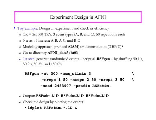 FMRI Analysis Experiment Design