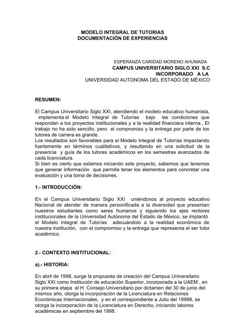 modelo integral de tutorias documentaciÃ³n de experiencias campus ...