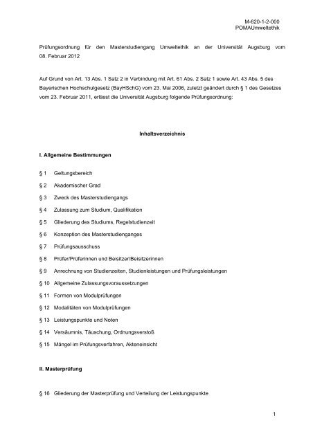 PrÃƒÂ¼fungsordnung fÃƒÂ¼r den Masterstudiengang Umweltethik an der ...