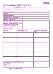 RHS RISK ASSESSMENT FORM 2010 - Royal Highland Show