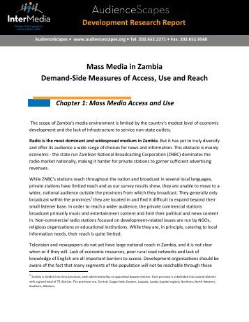 Mass Media in Zambia Demand-Side Measures ... - AudienceScapes