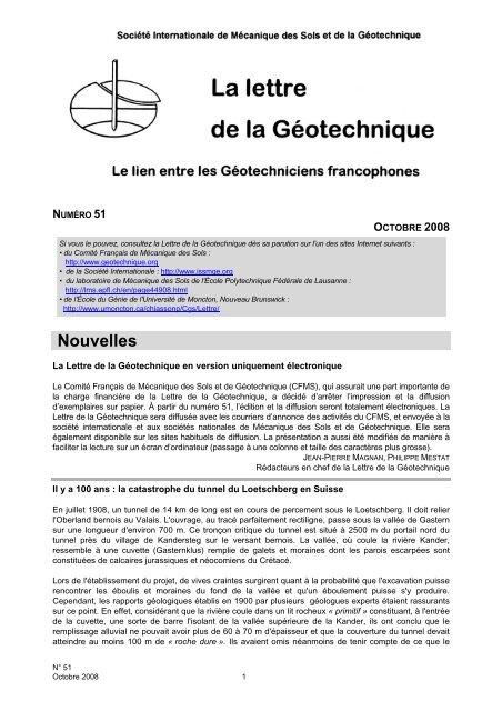 Lettre de la gotechnique Numro 51 - GÃ©otechnique Francophone