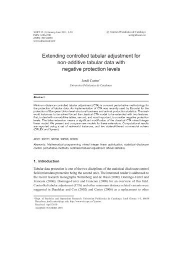 Extending controlled tabular adjustment for non-additive ... - UPC
