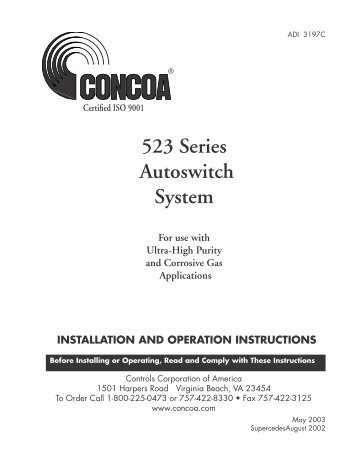 523 Series Autoswitch System - Concoa