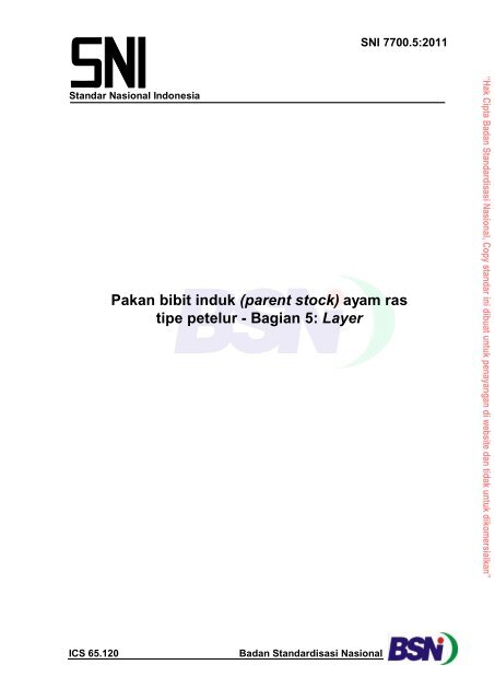 Pakan Bibit Induk (Parent Stock) Ayam Ras Tipe Petelur ... - D8-AFIC