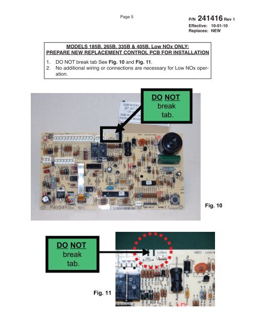 RAYPAK REPLACEMENT INSTRUCTIONS - Pool Supply Unlimited