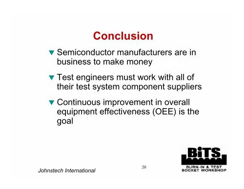 Johnstech International - BiTS Workshop