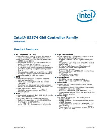 IntelÂ® 82574 GbE Controller Family Datasheet