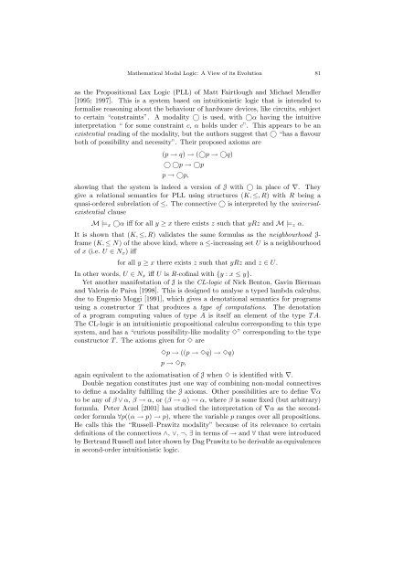 MATHEMATICAL MODAL LOGIC: A VIEW OF ITS EVOLUTION